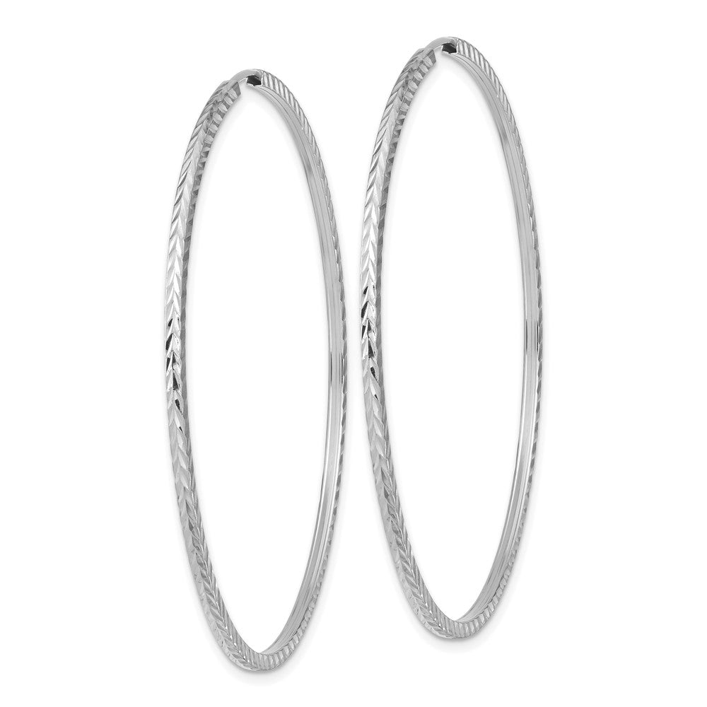 14K Weißgold Diamantiert Quadratisch Röhre Endlos Creolen