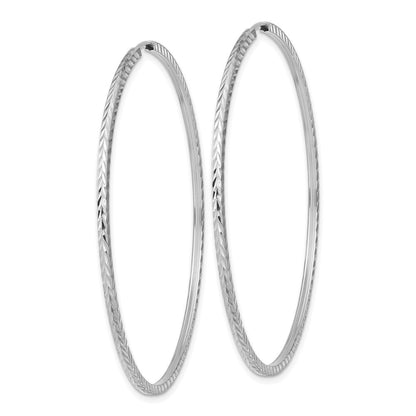 14K Weißgold Diamantiert Quadratisch Röhre Endlos Creolen