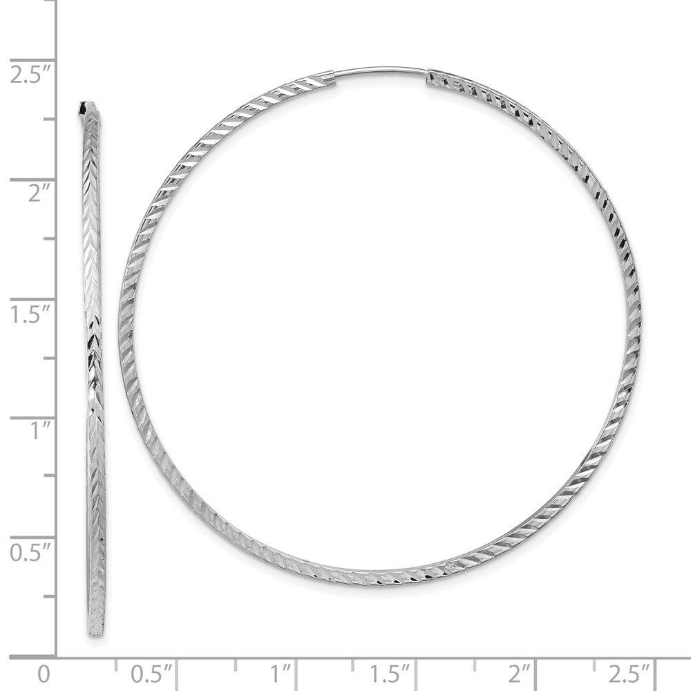 14K Weißgold Diamantiert Quadratisch Röhre Endlos Creolen