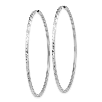14K Weißgold Diamantiert Quadratisch Röhre Endlos Creolen