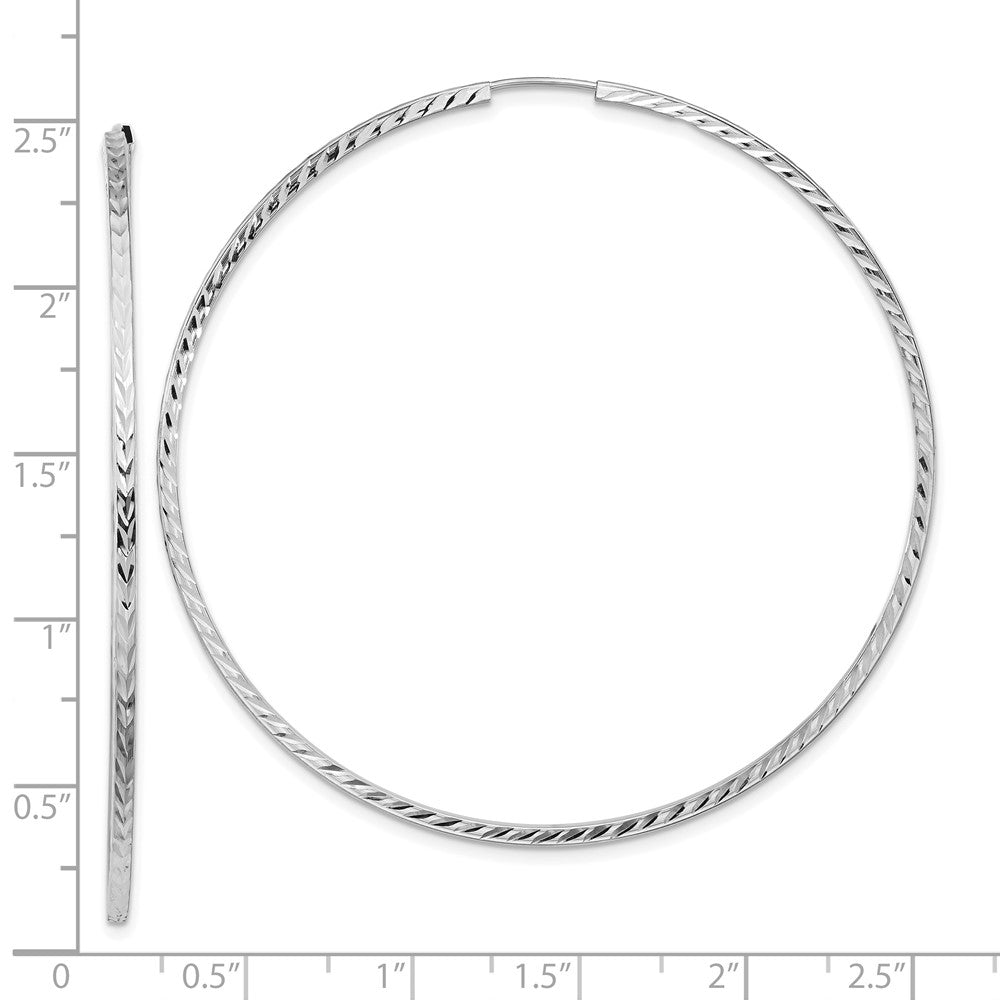14K Weißgold Diamantiert Quadratisch Röhre Endlos Creolen