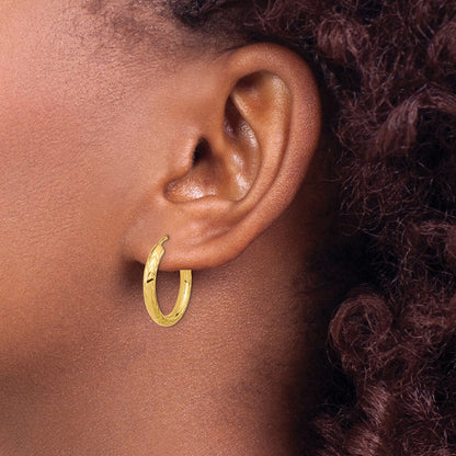 14K Gelbgold Poliert & Diamantiert Endlos Creolen