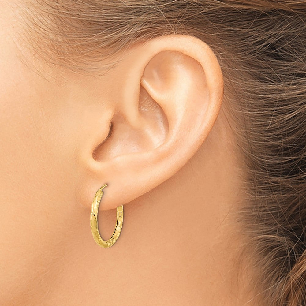 14K Gelbgold Poliert Facettiert 2.5mm Creolen
