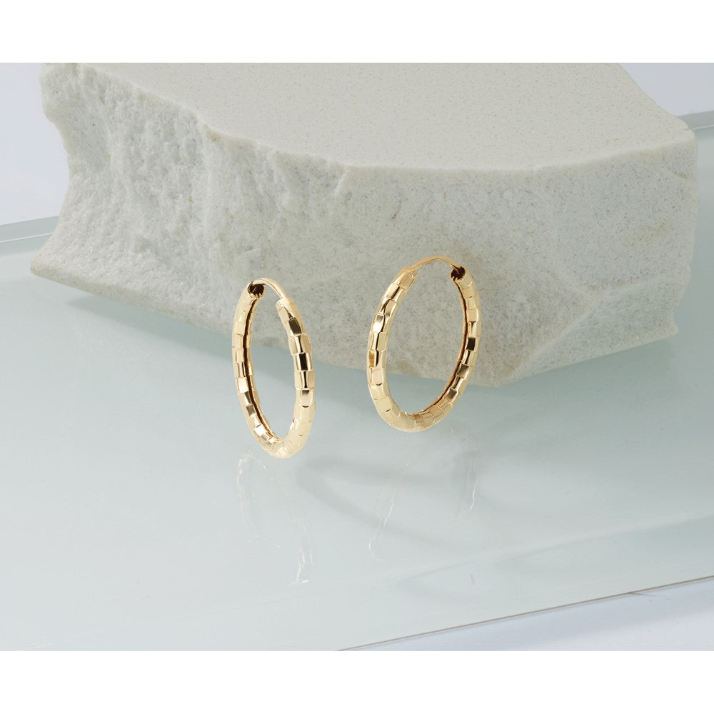 14K Gelbgold Poliert Facettiert 2.5mm Creolen