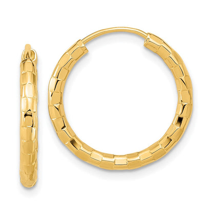14K Gelbgold Poliert Facettiert 2.5mm Creolen