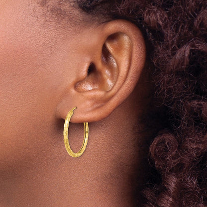 14K Gelbgold Poliert Facettiert 2.5mm Creolen