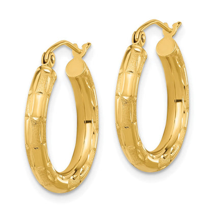 14K Gelbgold Poliert Satiniert und Diamantiert Creolen