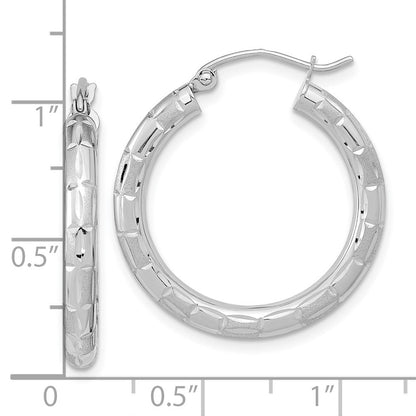 14K Weißgold Poliert Satiniert und Diamantiert Creolen