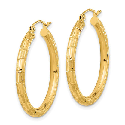 14K Gelbgold Poliert Satiniert und Diamantiert Creolen