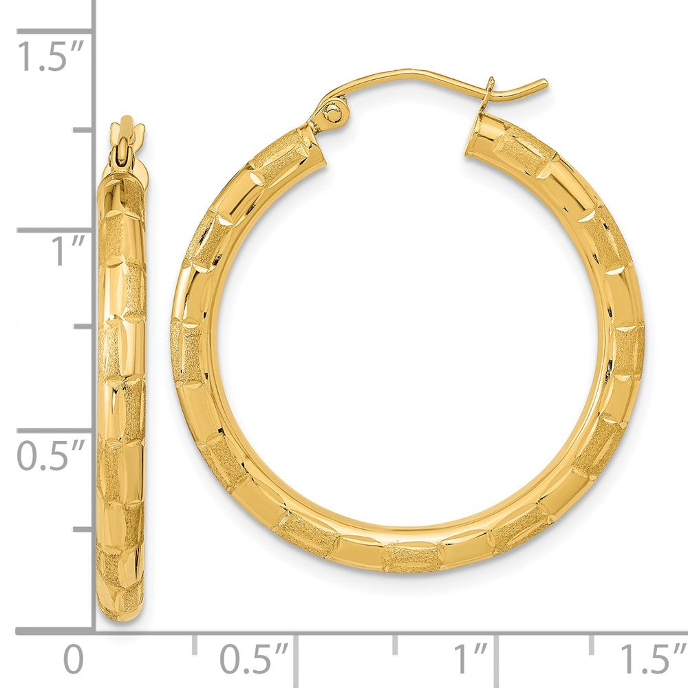 14K Gelbgold Poliert Satiniert und Diamantiert Creolen