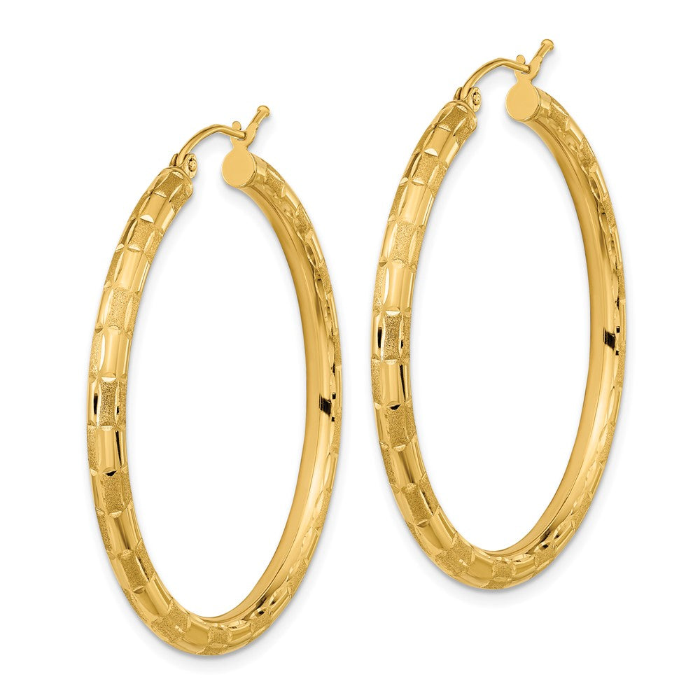 14K Gelbgold Poliert Satiniert und Diamantiert Creolen