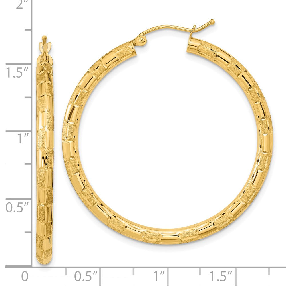14K Gelbgold Poliert Satiniert und Diamantiert Creolen
