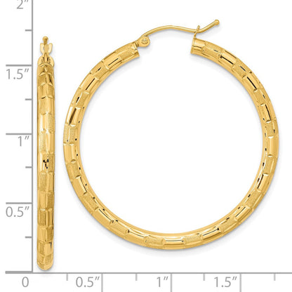 14K Gelbgold Poliert Satiniert und Diamantiert Creolen