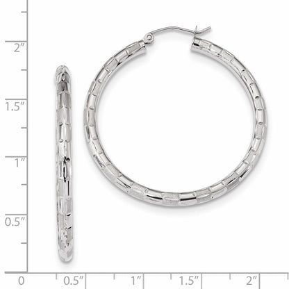 14K Weißgold Poliert Satiniert und Diamantiert Creolen