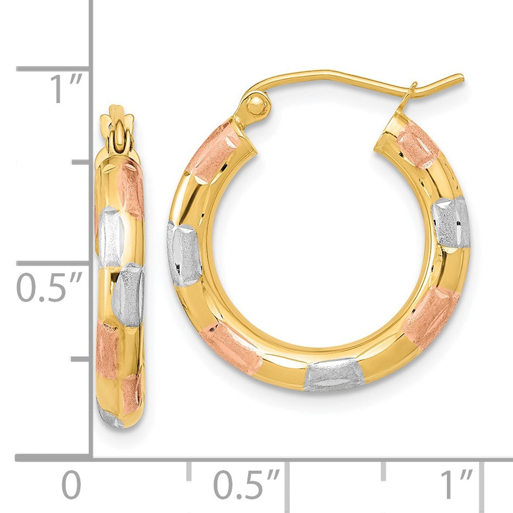 14K Gelb & Rhodium mit Weiß und Rose Poliert Satiniert Diamantiert Creolen