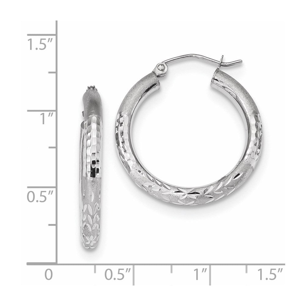 14K Weißgold Poliert Satiniert und Diamantiert Creolen