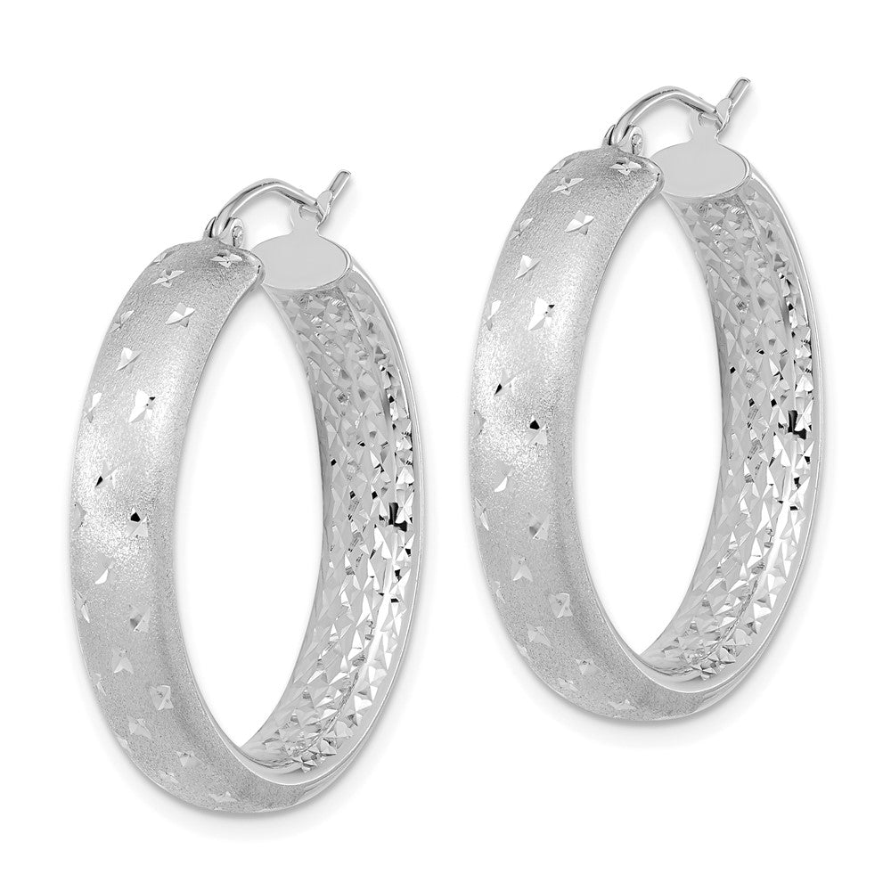 14K Weißgold Poliert Satiniert und Diamantiert In/out Creolen