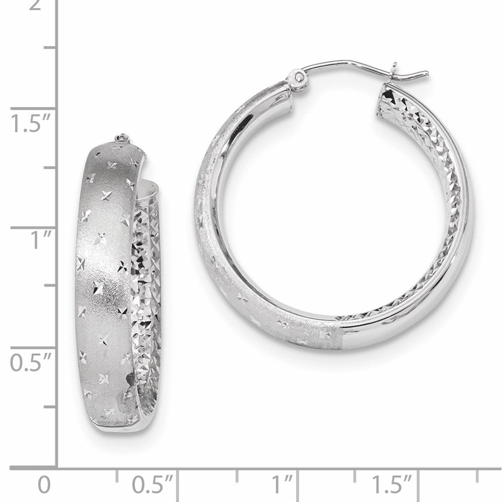 14K Weißgold Poliert Satiniert und Diamantiert In/out Creolen