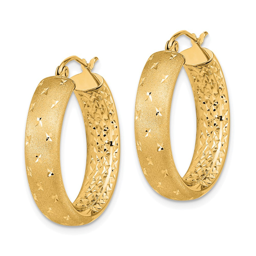 14K Gelbgold Poliert Satiniert und Diamantiert In/out Creolen