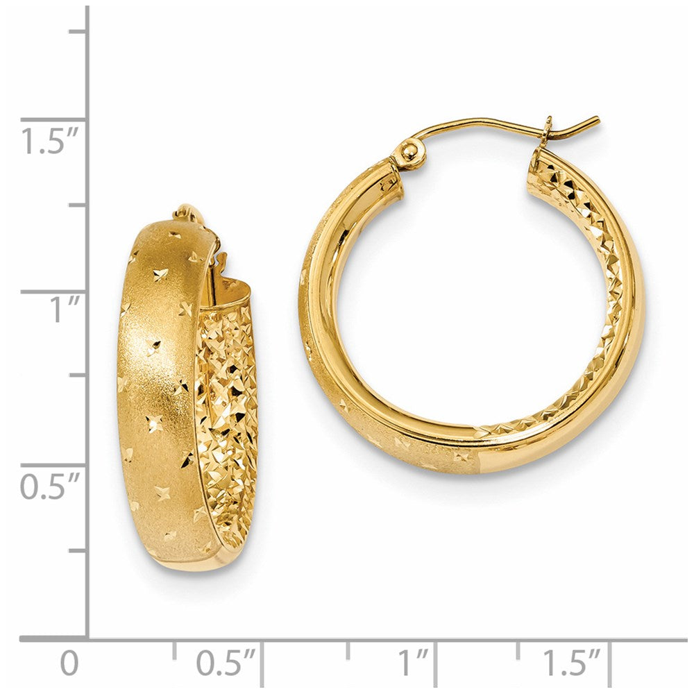 14K Gelbgold Poliert Satiniert und Diamantiert In/out Creolen
