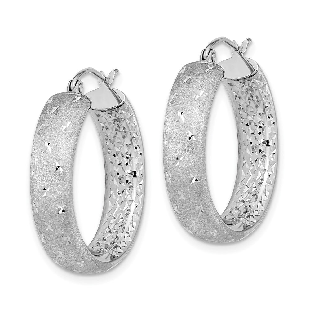 14K Weißgold Poliert Satiniert und Diamantiert In/out Creolen