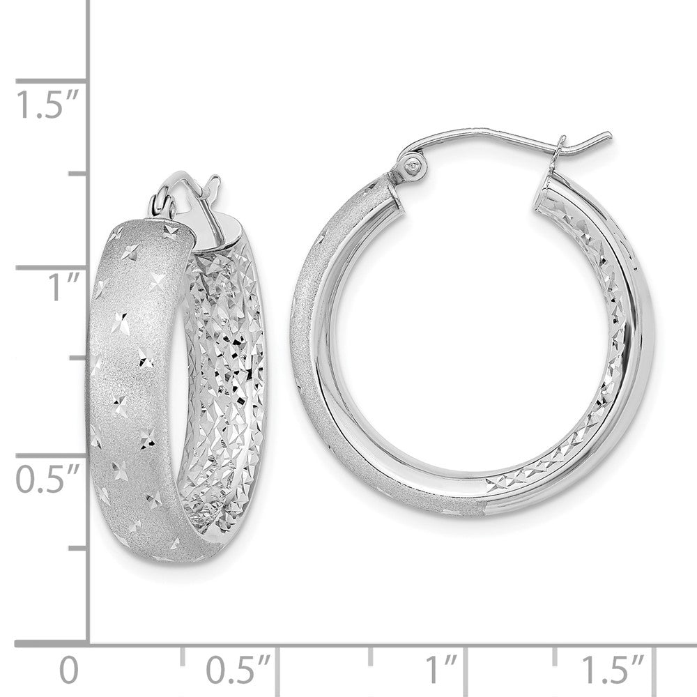 14K Weißgold Poliert Satiniert und Diamantiert In/out Creolen