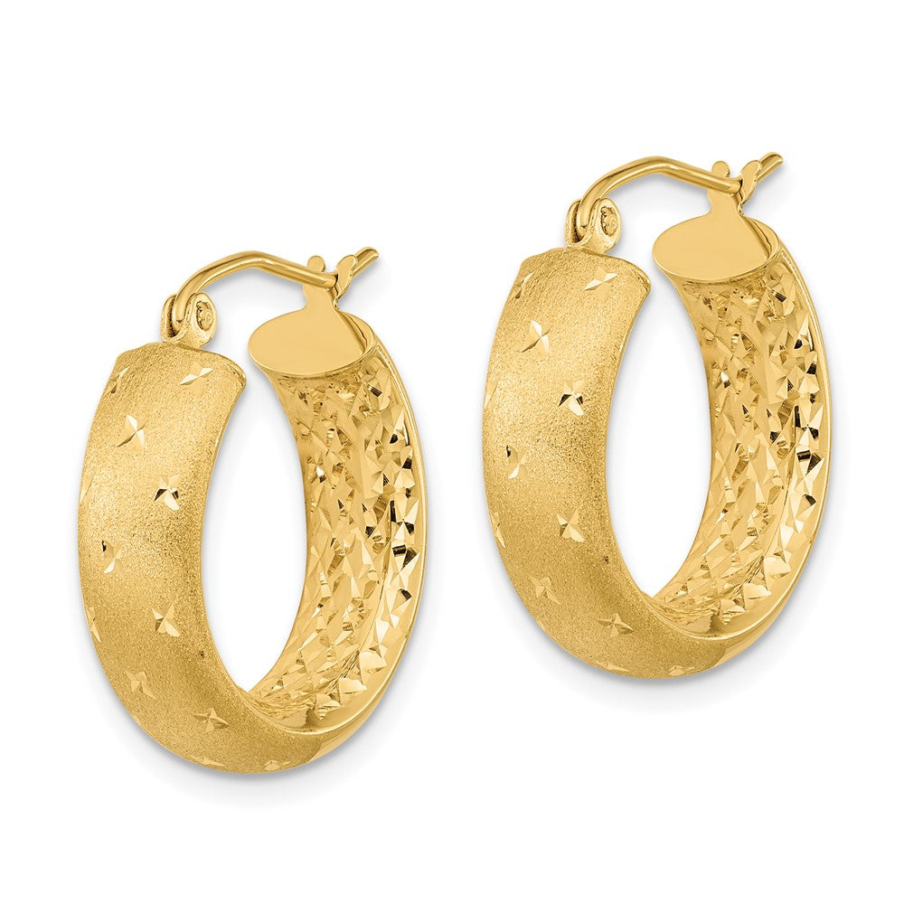 14K Gelbgold Poliert Satiniert und Diamantiert In/out Creolen