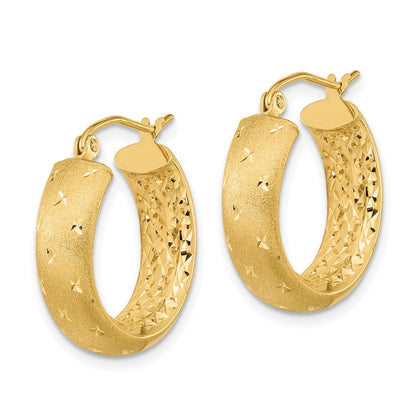 14K Gelbgold Poliert Satiniert und Diamantiert In/out Creolen