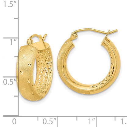 14K Gelbgold Poliert Satiniert und Diamantiert In/out Creolen