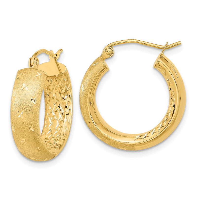 14K Gelbgold Poliert Satiniert und Diamantiert In/out Creolen