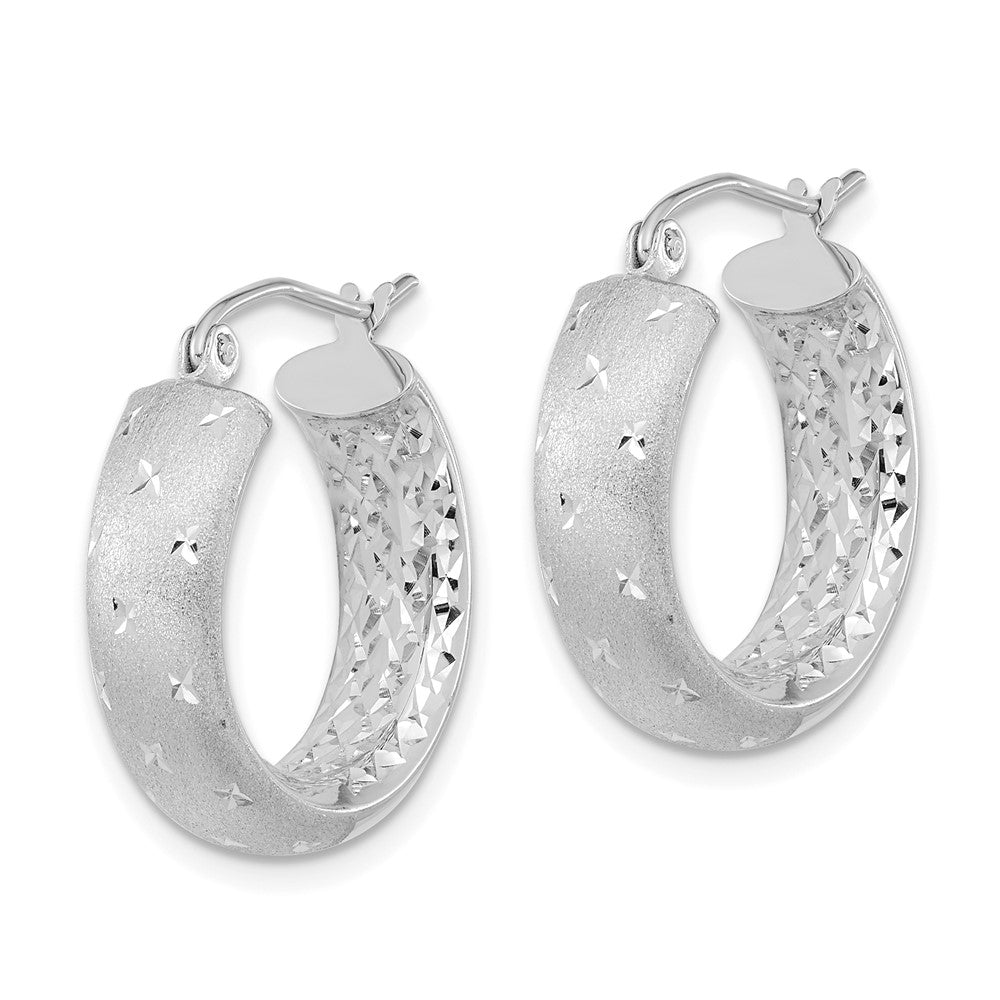 14K Weißgold Poliert, Satiniert & Diamantiert In/out Creolen