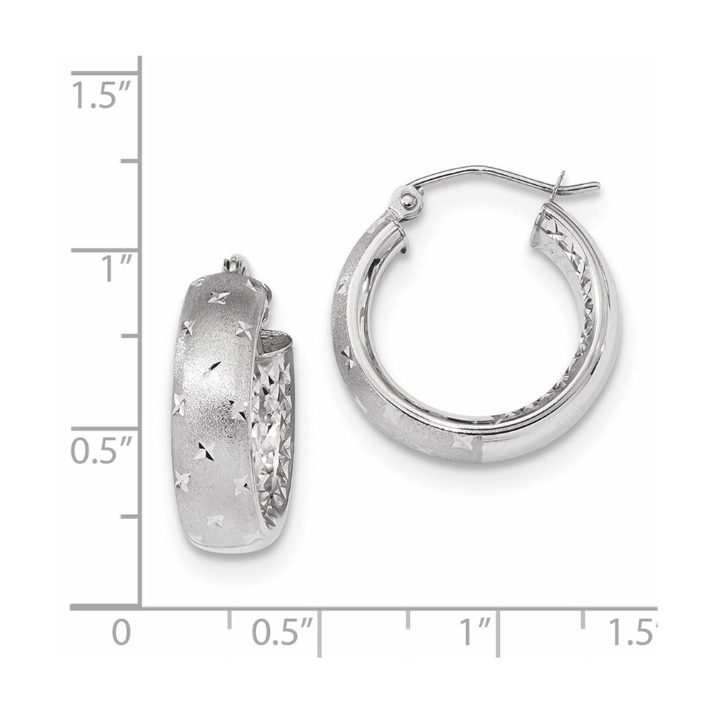 14K Weißgold Poliert, Satiniert & Diamantiert In/out Creolen