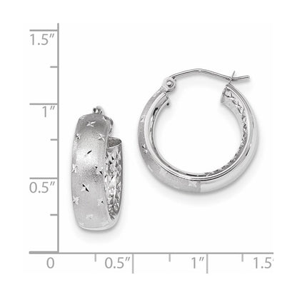 14K Weißgold Poliert, Satiniert & Diamantiert In/out Creolen