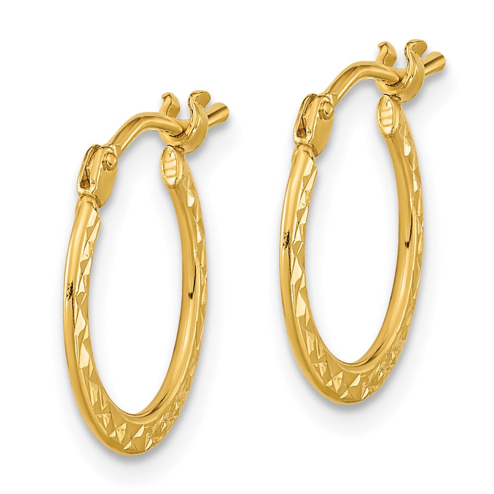 14K Gelbgold Poliert und Diamantiert Creolen