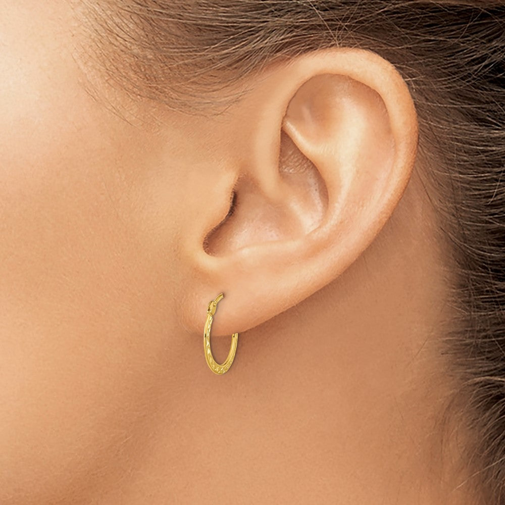 14K Gelbgold Poliert und Diamantiert Creolen