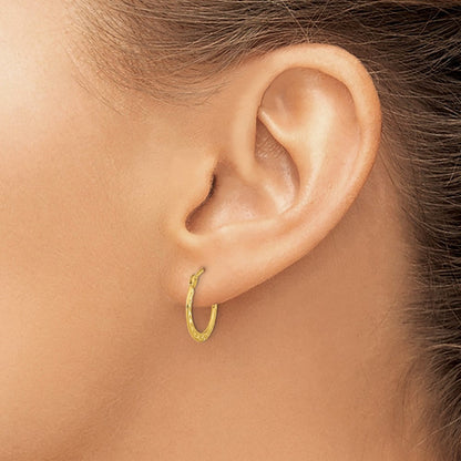 14K Gelbgold Poliert und Diamantiert Creolen