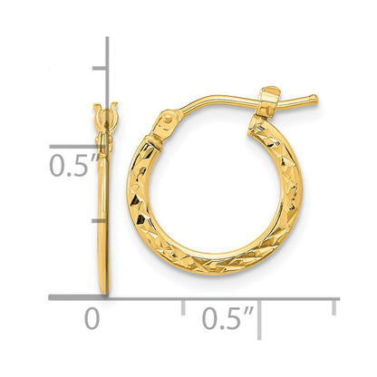 14K Gelbgold Poliert und Diamantiert Creolen