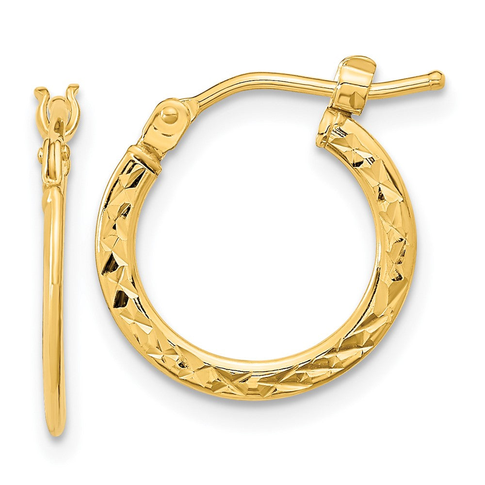 14K Gelbgold Poliert und Diamantiert Creolen