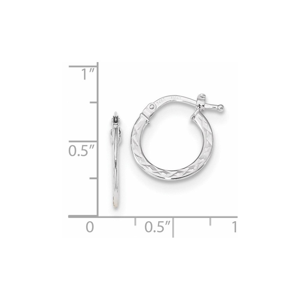 14K Weißgold Poliert und Diamantiert Creolen