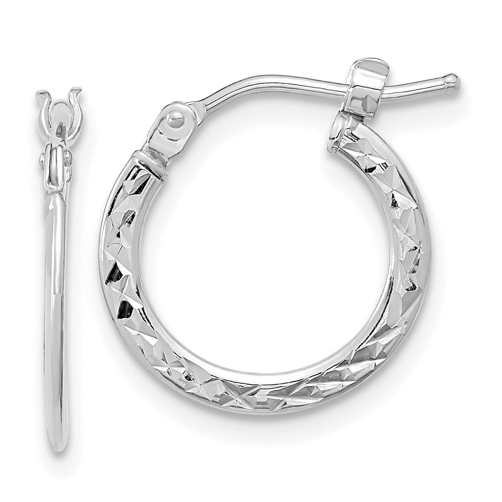 14K Weißgold Poliert und Diamantiert Creolen