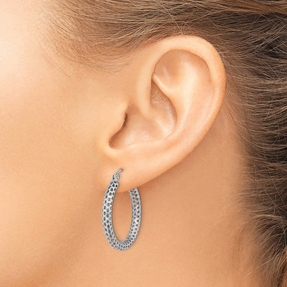 14K Weißgold Netz Creolen