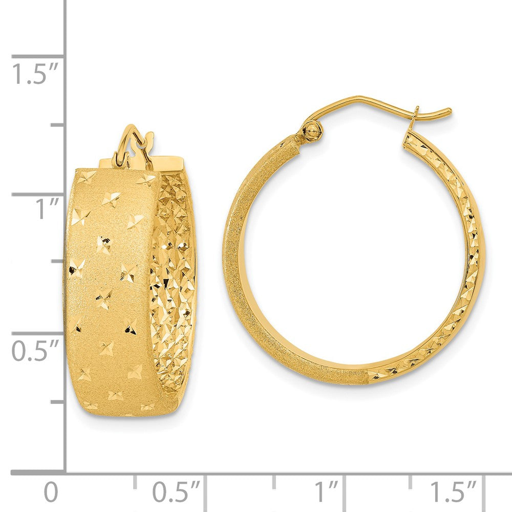 14K Gelbgold Poliert Satiniert und Diamantiert Creolen