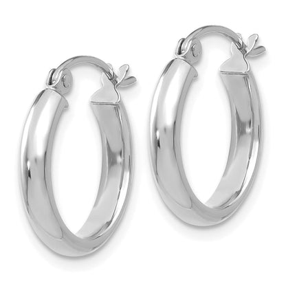 14K Weißgold Rund Röhre Creolen