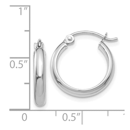 14K Weißgold Rund Röhre Creolen
