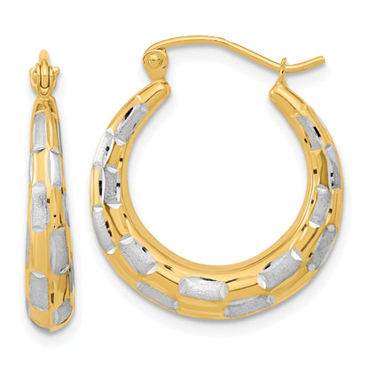 14K Gelb & Rhodium Weiß Poliert Satiniert Diamantiert Creolen