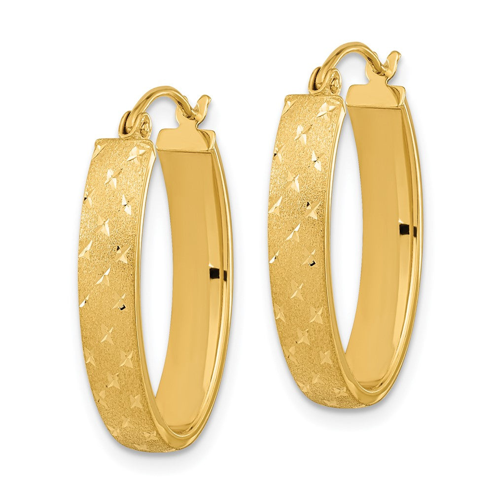 14K Gelbgold Poliert Satiniert Diamantiert Creolen