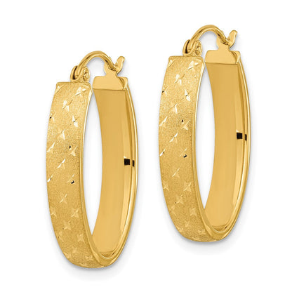 14K Gelbgold Poliert Satiniert Diamantiert Creolen