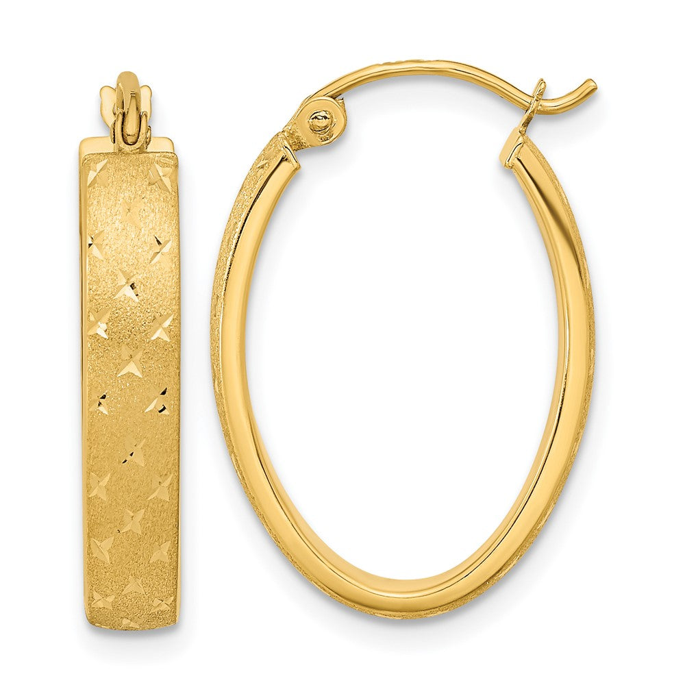 14K Gelbgold Poliert Satiniert Diamantiert Creolen