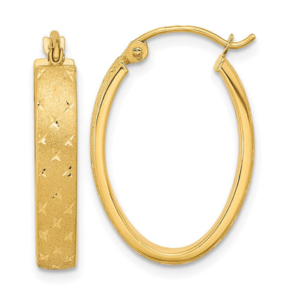 14K Gelbgold Poliert Satiniert Diamantiert Creolen