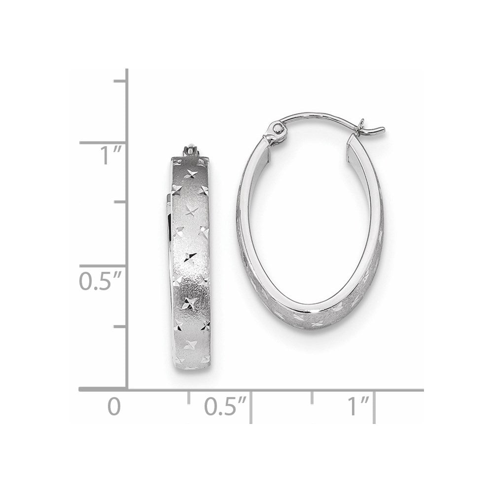 14K Weißgold Poliert Satindiamond-cut Creolen